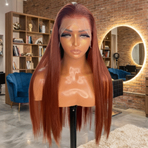 Perruque Cuivrée Longue – Lisse & Glamour, Cheveux Synthétiques Haute Qualité Futura