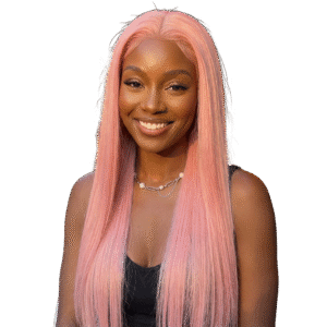 Perruque Soyeuse Rose Ombre – Lace Front 13x4 Futura Glueless, Résistante à la Chaleur