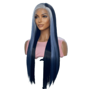 Perruque Longue Bleu/Noir – 13x4 Lace Front Futura, Lisse & Ultra Naturelle