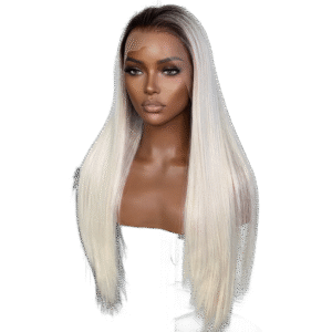 Perruque Longue Ombre Noir Platine – 13x4 Futura Premium, Silky Straight & Ultra Naturelle