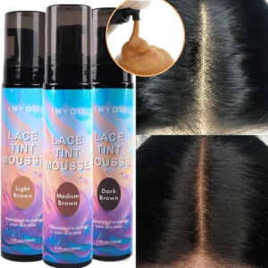 2025 nouvelle teinte de dentelle fondue Mousse et Spray pour perruques brunes moyennes, Mousse pour perruques frontales en dentelle