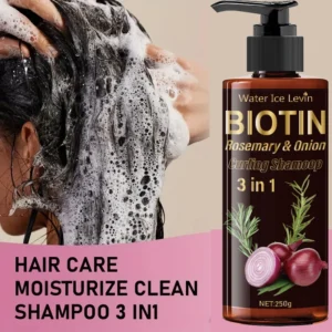 Shampoing à la biotine Mousse d'extrait d'oignon trois en un, hydratant et riche, hydratant et brillant, massage doux, cheveux moelleux et lisses après nettoyage