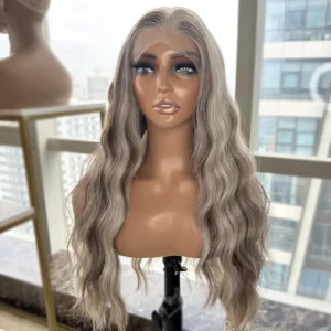 Long Body Wavy Ombre Lace Front Wigs  Fiber Hair 13x4 Synthetic Lace Front Wigs With Natural Hairline
