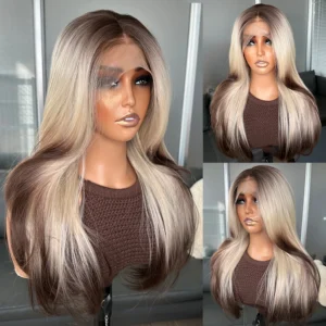 Long Ombr Grey Wigs for Black WomenFiber Hair 13X4INCH Heat Resistant Synthetic Lace Front Wigs With Natural Hairline