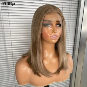 Short Bob Wigs Highlights Color  13x4 Synthetic Lace Front Wigs for Black Women Brown Color Synthetic Hair WIGS