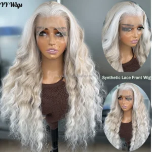 Long Ombre Blonde Wigs for Fiber Hair 13X4 Synthetic Lace Front Wigs With Natural Hairline