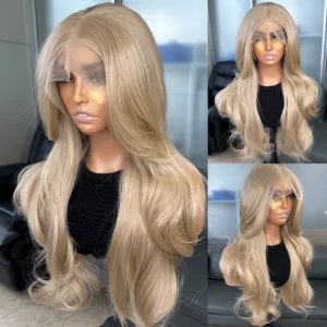 Honey Blonde Layer Wigs Natural Wavy 13x6 Synthetic Lace Front Wigs for Women Glueless Japan Heat Resistant Lace Wig