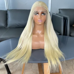 Long Silky Straight Blonde Wigs Pur-Plucked Hairline  13x6 Synthetic Lace Front Wigs for Women