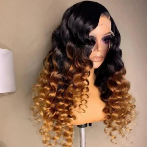 26Inch Soft Ombre Blond Long 180% Density Deep Curly Lace Front Wig For Women With Baby Hair Preplucked Glueless