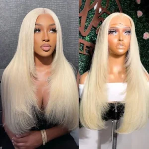 Dark Burgundy Red Layered Wig Bone Straight Lace Front Wigs PrePlucked 13x4 HD Synthetic Lace Frontal Wig High Quality Cosplay