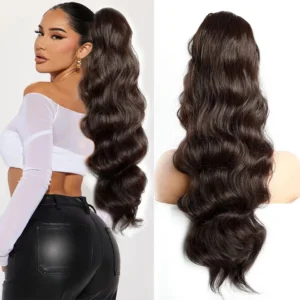 Gladys 180g Body Wave Drawstring Ponytail Hair Extension 28 Inch Long Wavy Ponytail Extension