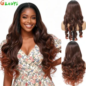 30 Inch 13x4 Transparent Lace Front Wig 13x4 Body Wave Lace Front Wigs Ombre Blonde Loose Wave Synthetic Hair Daily Wigs