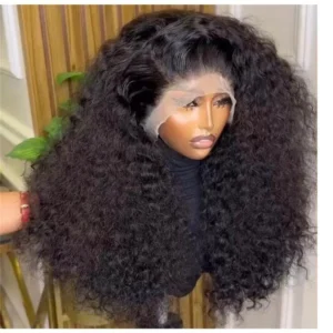 Soft Black 26Inch Long 180% Density Soft Kinky Curly Lace Front Wig For Women With Baby Hair Preplucked Glueless