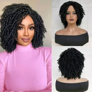 Dreadlock Wig Short Twist Wigs for Women Glueless Faux Locs Twist Afro Curly Black Brown Synthetic Wig African Hairstyle